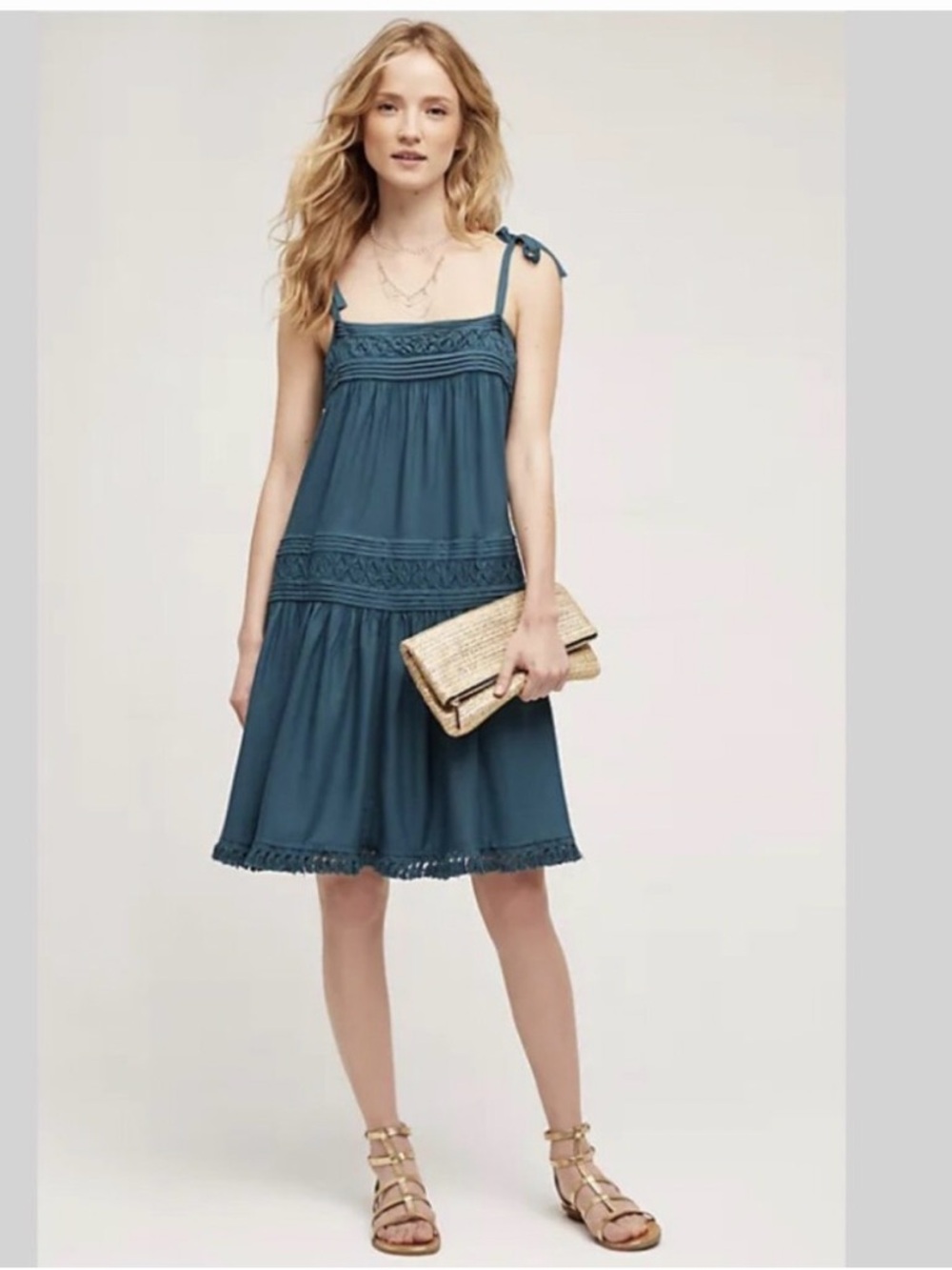 Anthropologie sienna tie shoulder strap in the color slate. size M